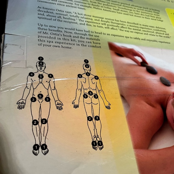 NIB Hot & Cold stone massage book and kit with CD, wooden Spoon, book and more - Picture 14 of 16